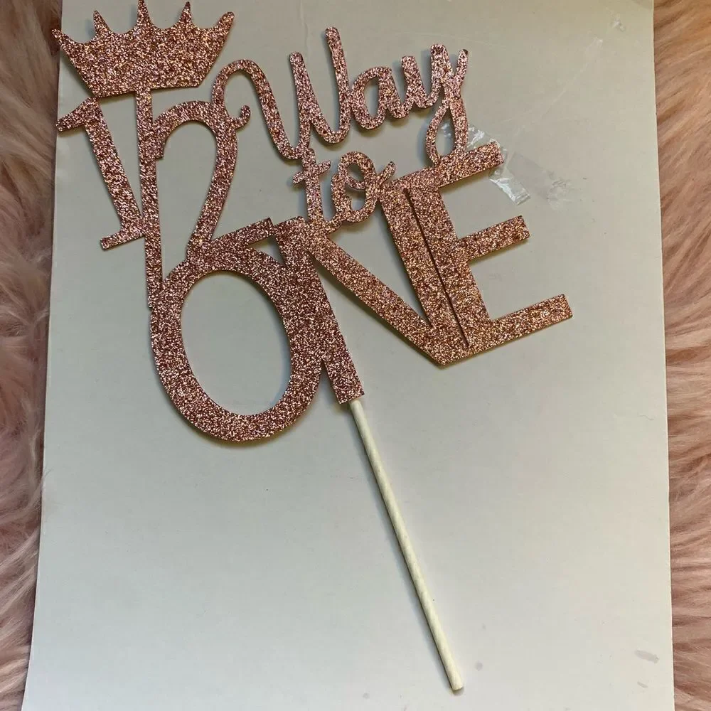Rose Gold Glitter Cake Topper “1/2 Way To One”